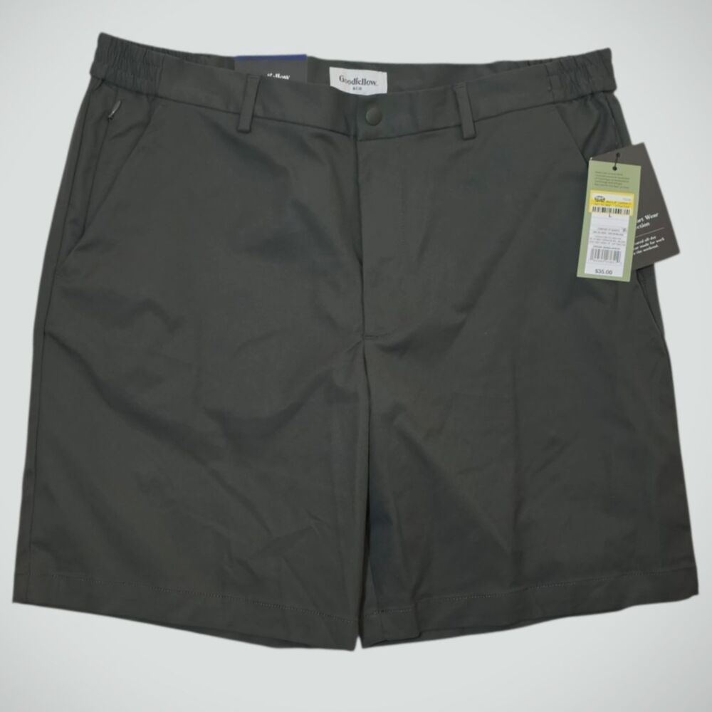 NWT Goodfellow & Co 8" Flat-Front Golf Shorts Green Size L Elastic Waist